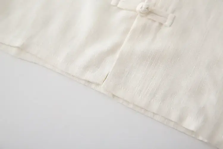 White Cross Collar Hanfu Shirt for Girls — feature 6