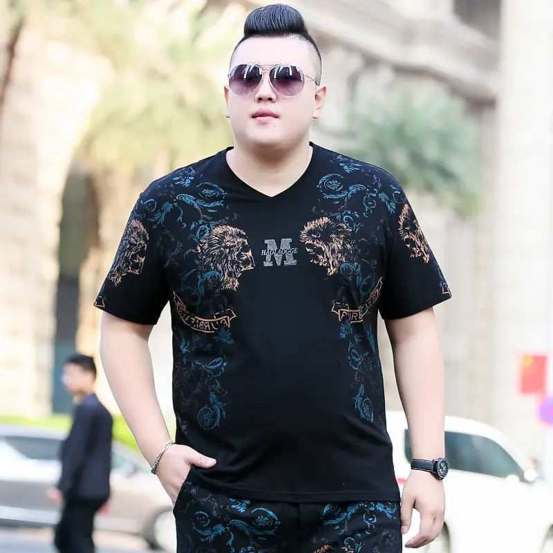 Men's Black Printed V-Neck T-Shirt Extra Large - Image 3