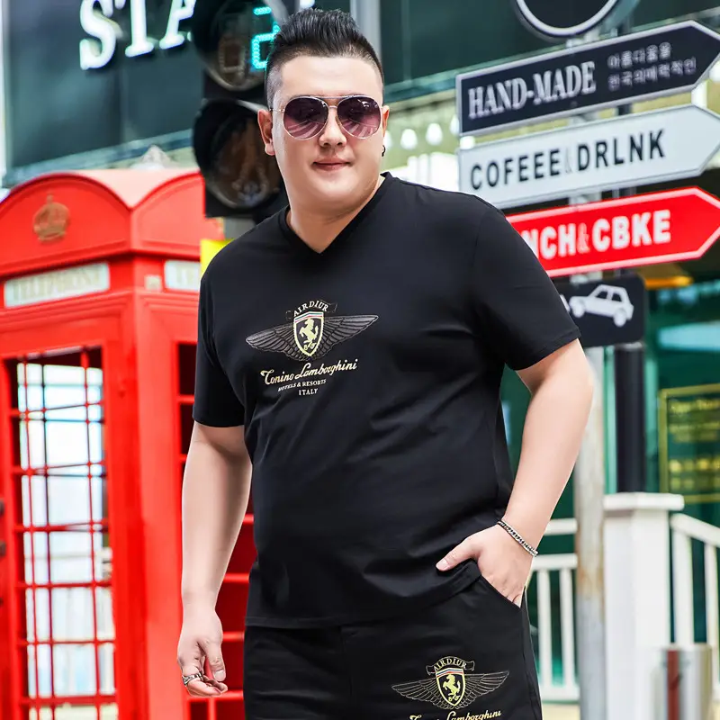 Men's Black Printed V-Neck T-Shirt Extra Large - Image 6