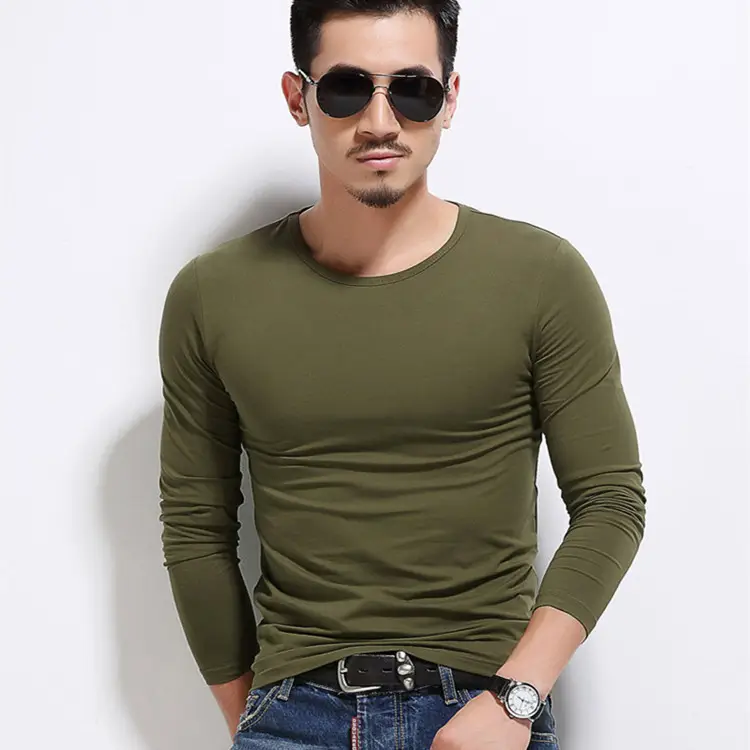 2022 Men Navy Long Sleeve T-Shirt Round Neck - Image 4
