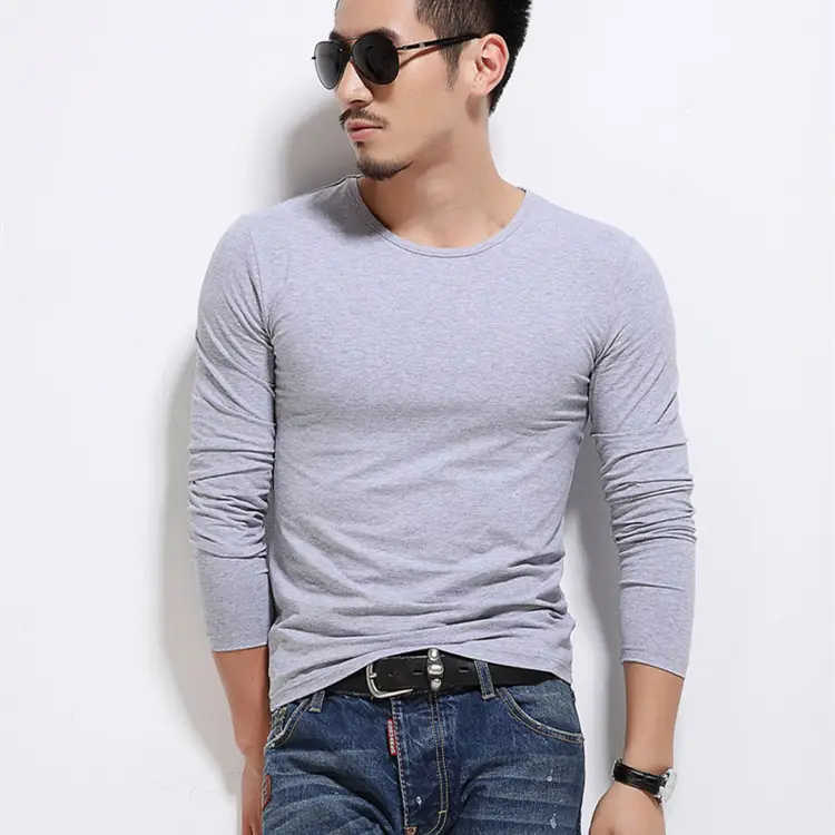 2022 Men Navy Long Sleeve T-Shirt Round Neck - Image 2