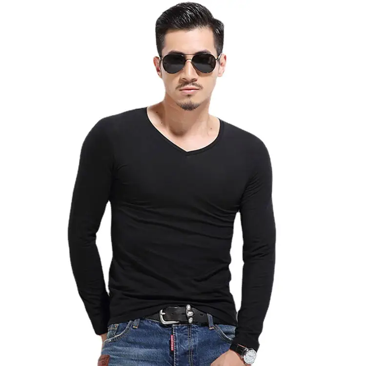 2022 Men Navy Long Sleeve T-Shirt Round Neck - Image 8