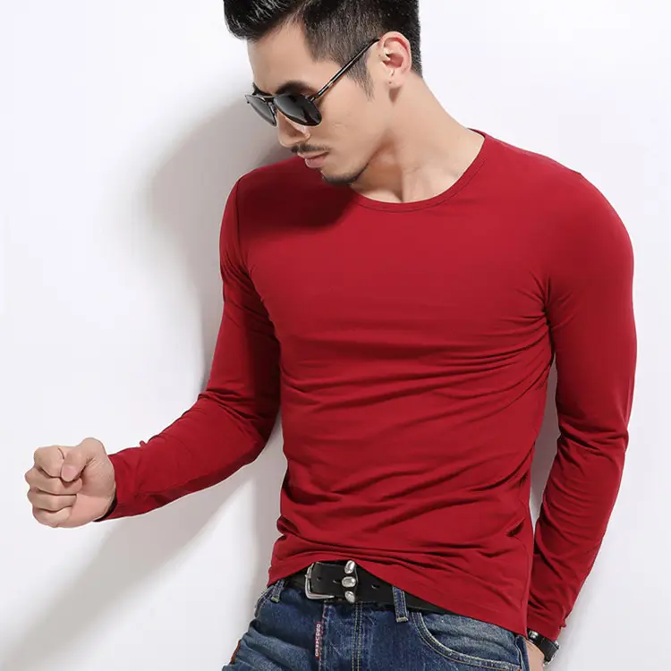 2022 Men Navy Long Sleeve T-Shirt Round Neck - Image 6