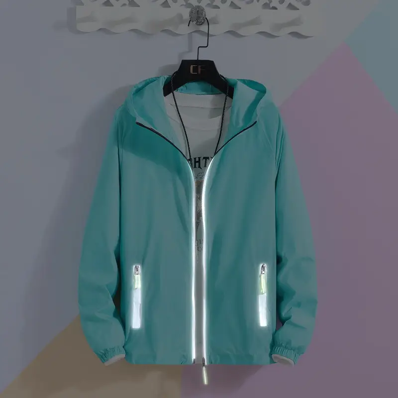 Men's White Reflective Zipper Hoodie Large - Image 10