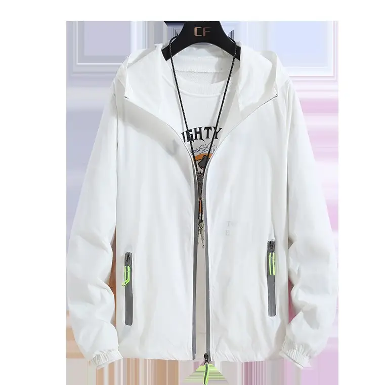 Men's White Reflective Zipper Hoodie Large - Image 12
