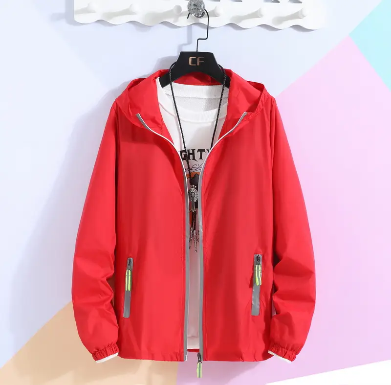 Men's White Reflective Zipper Hoodie Large - Image 2