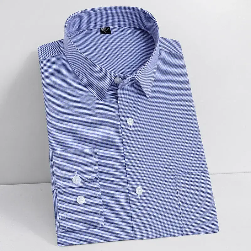 Cotton Thin Blue Long Sleeve Shirt Old Men - Image 25