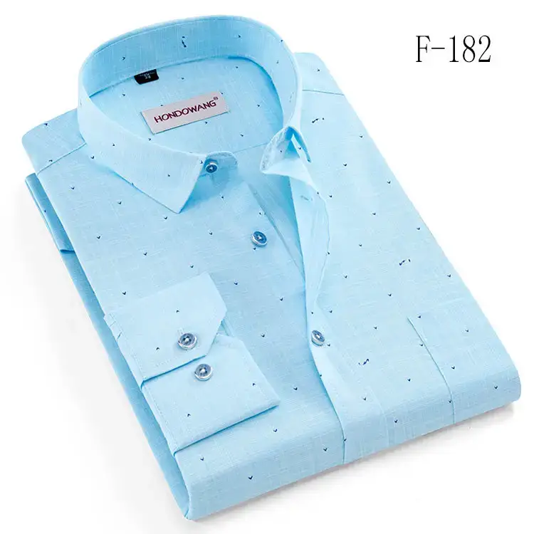 Cotton Thin Blue Long Sleeve Shirt Old Men - Image 26