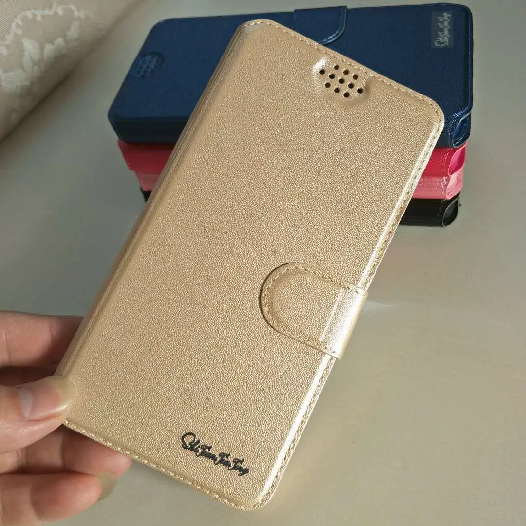 Blue Denim Leather Push-Pull Mobile Phone Wallet