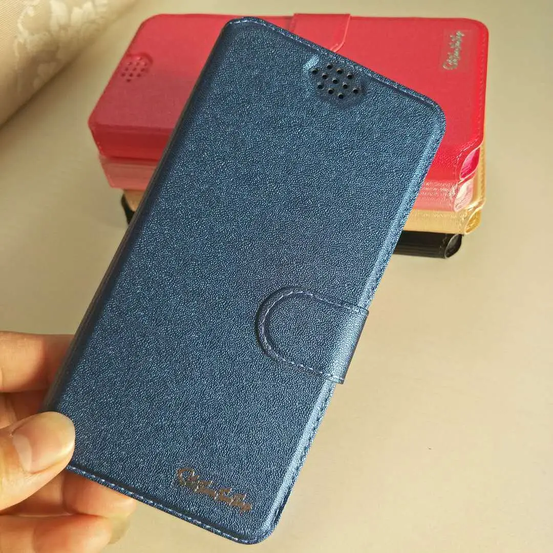 Blue Denim Leather Push-Pull Mobile Phone Wallet