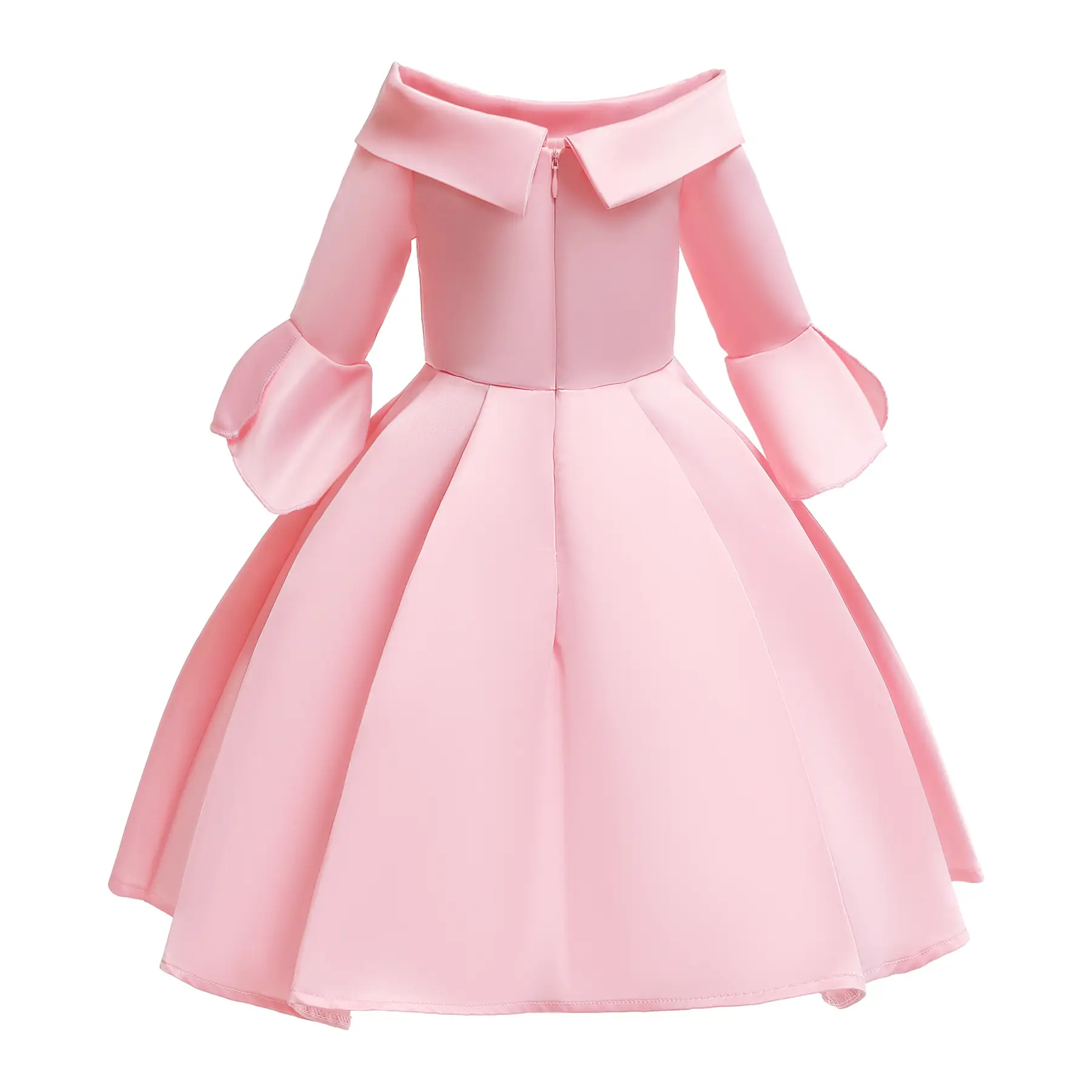Pink Flared Sleeve Dress for Girls Evening Wear
