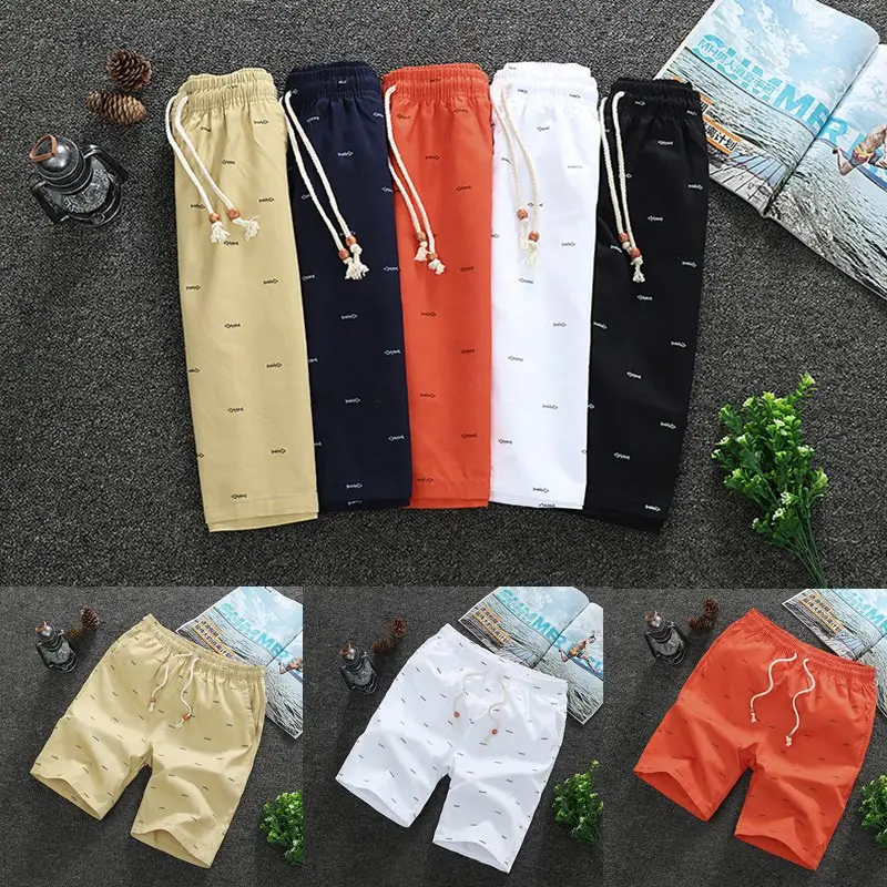 Men Cotton 5-Piece Beach Shorts Set Wholesale - Image 6