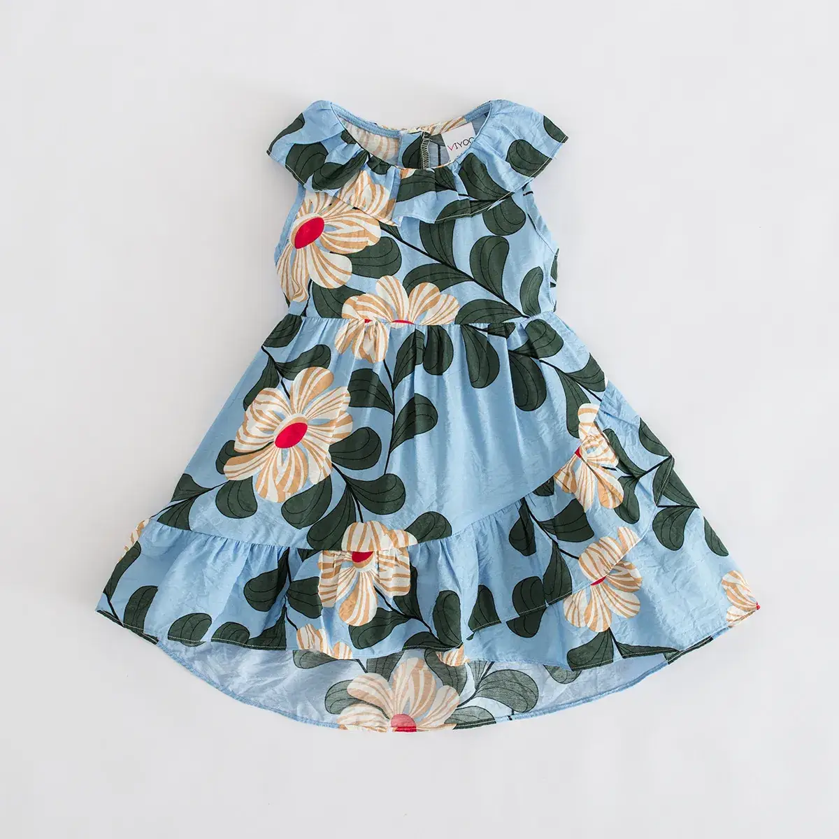 2020 Girls' Printed Sleeveless Summer Dress Blue Floral - Image 2