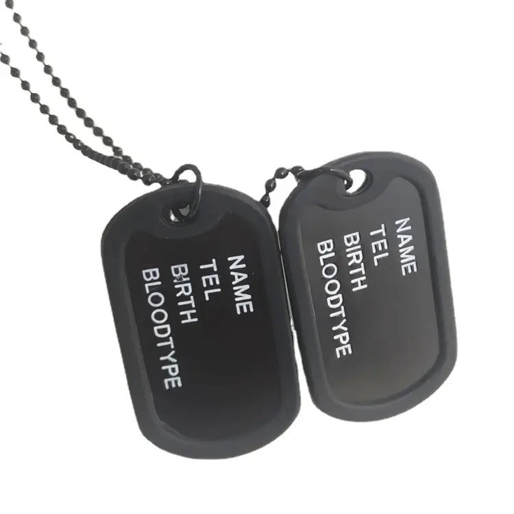Military Dog Tag Necklace Set Stainless Steel Titanium Military Brand