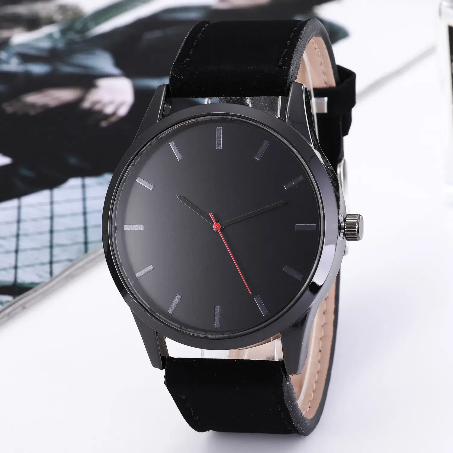 Men's Quartz Watch Matte Belt Large Dial White - Image 5