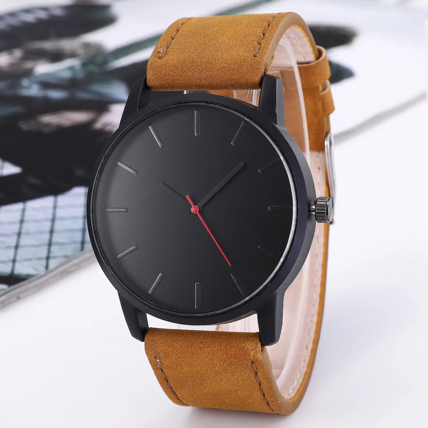 Men's Quartz Watch Matte Belt Large Dial White - Image 7