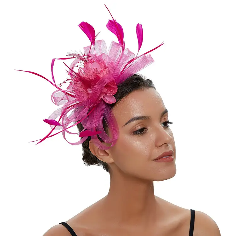 Blue Mesh Feather Hair Hoop for Women - Image 35