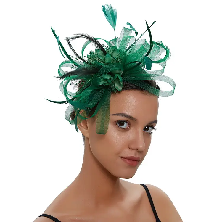 Blue Mesh Feather Hair Hoop for Women - Image 37