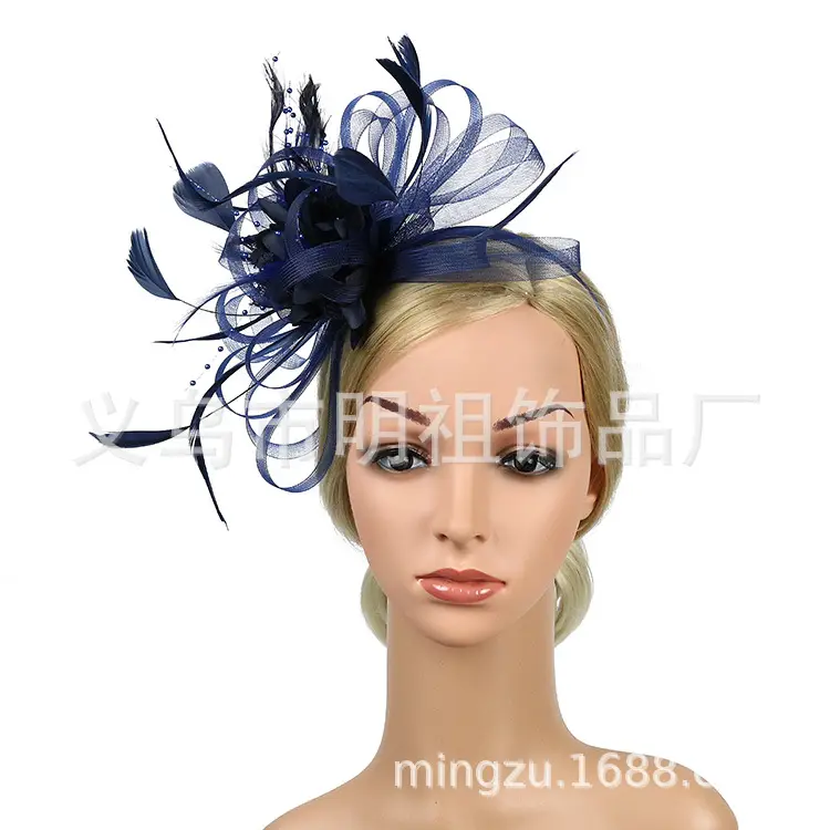 Blue Mesh Feather Hair Hoop for Women - Image 13