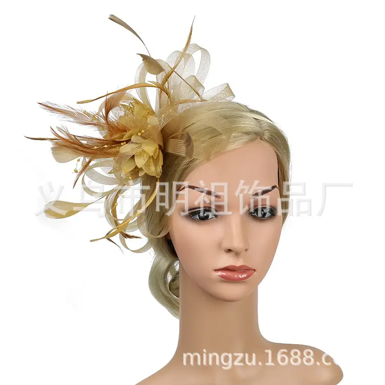 Blue Mesh Feather Hair Hoop for Women - Image 15