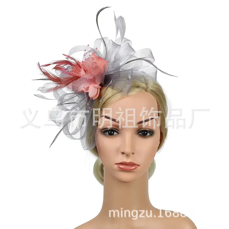 Blue Mesh Feather Hair Hoop for Women - Image 16