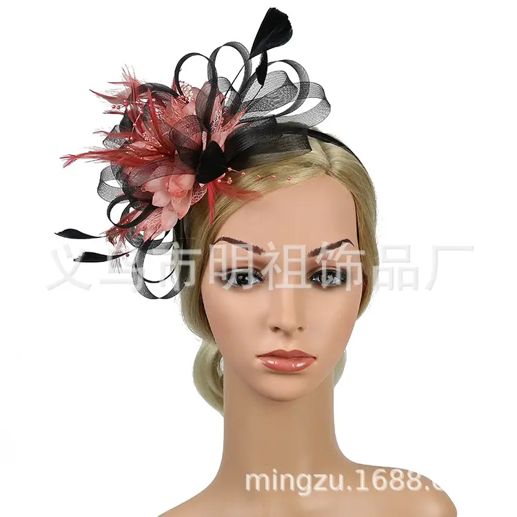 Blue Mesh Feather Hair Hoop for Women - Image 18