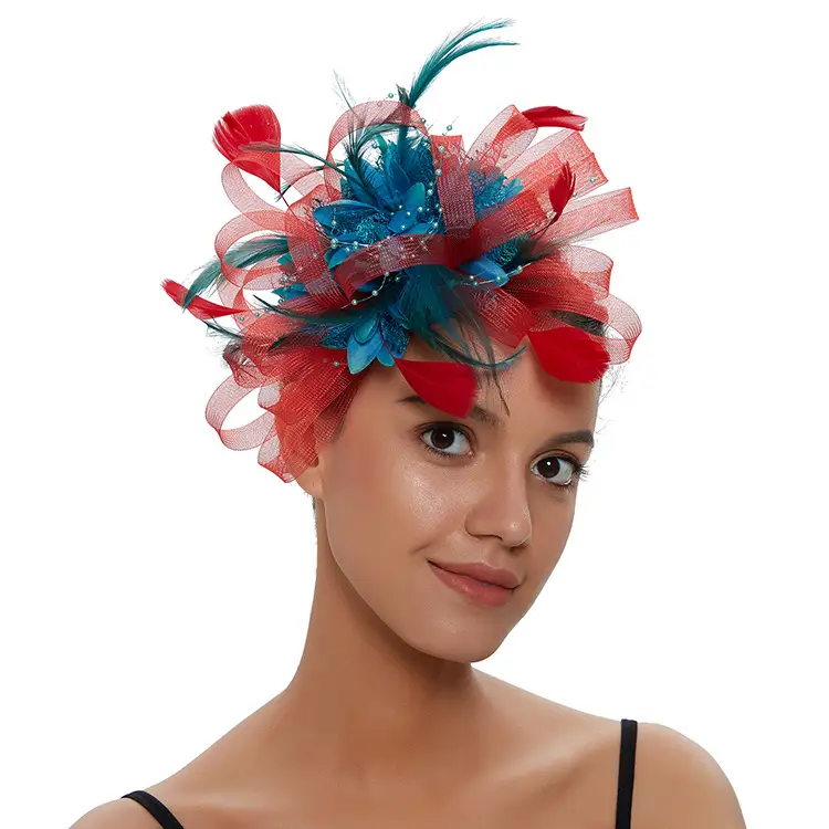 Blue Mesh Feather Hair Hoop for Women - Image 19