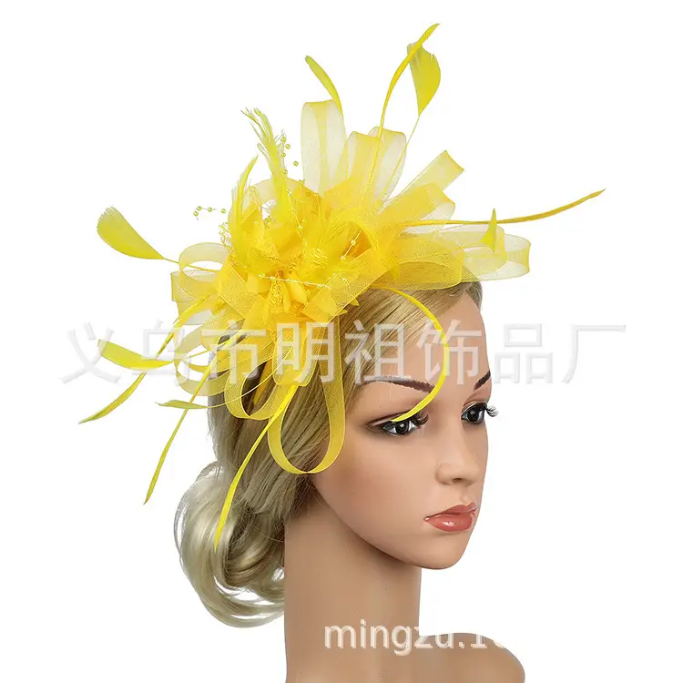 Blue Mesh Feather Hair Hoop for Women - Image 2