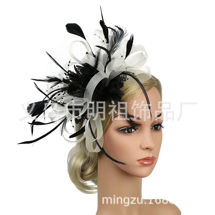 Blue Mesh Feather Hair Hoop for Women - Image 21