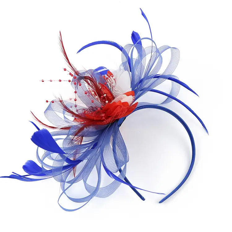 Blue Mesh Feather Hair Hoop for Women - Image 23