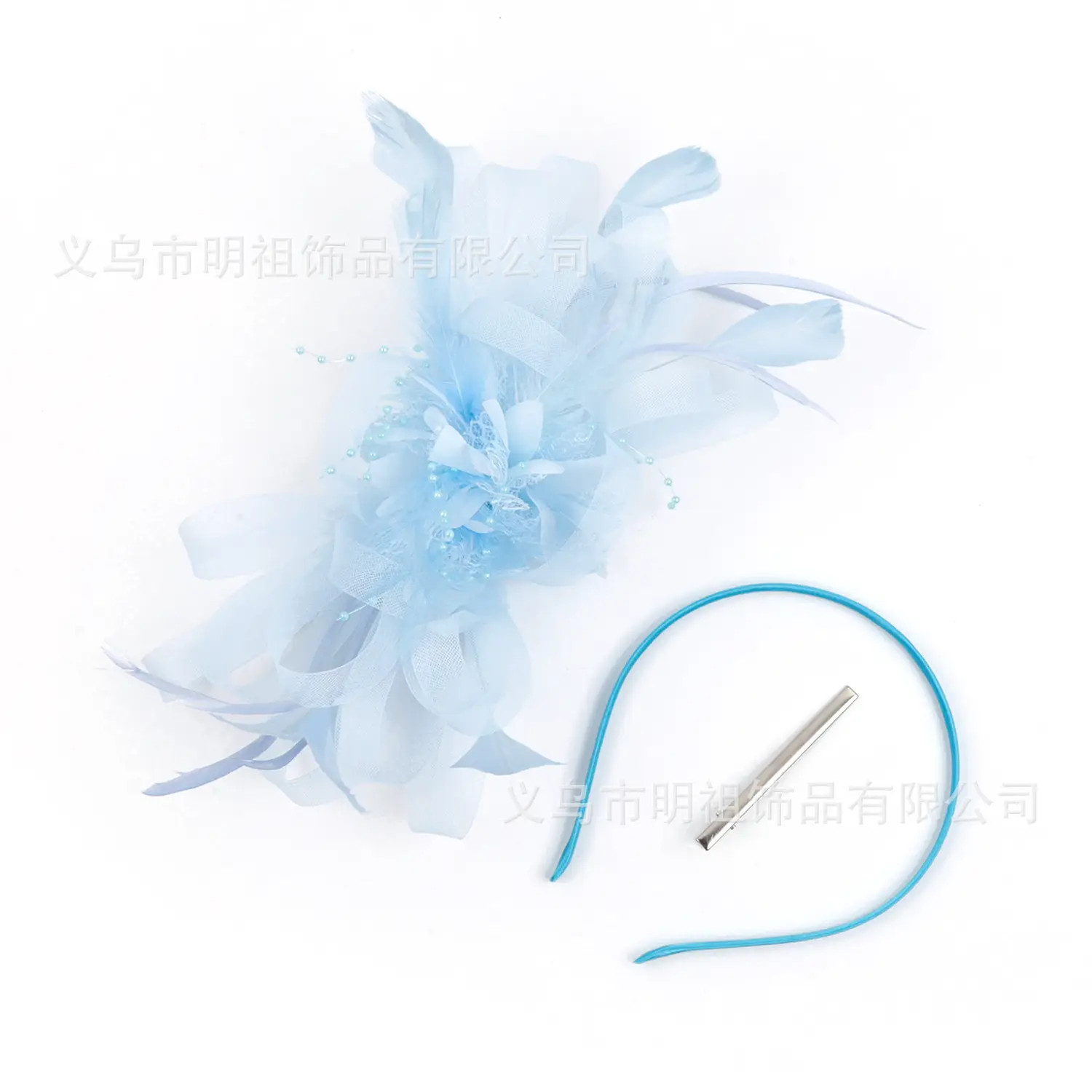 Blue Mesh Feather Hair Hoop for Women - Image 26