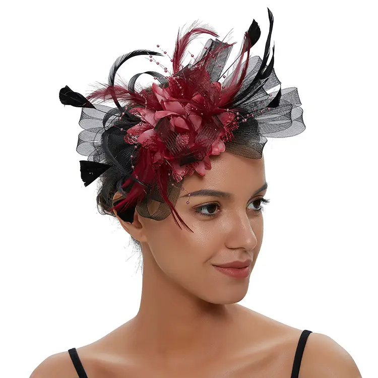 Blue Mesh Feather Hair Hoop for Women - Image 27