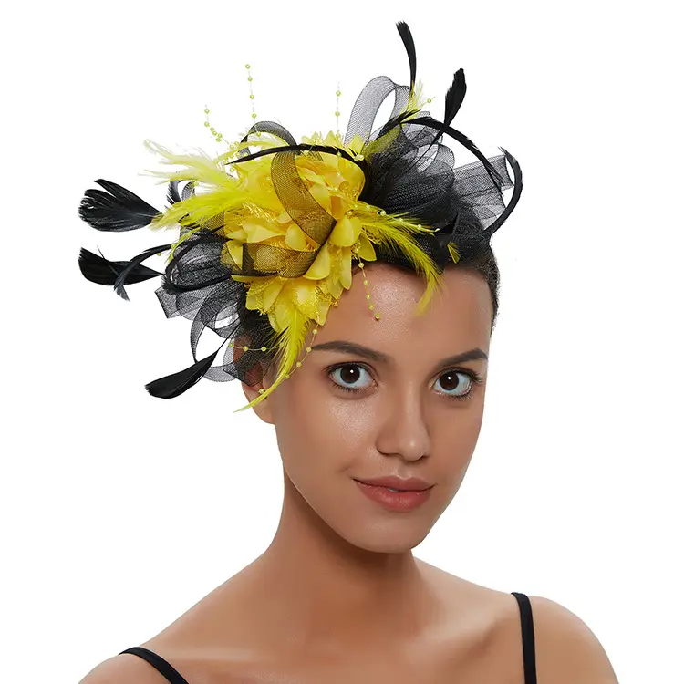 Blue Mesh Feather Hair Hoop for Women - Image 28