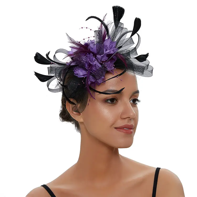 Blue Mesh Feather Hair Hoop for Women - Image 31