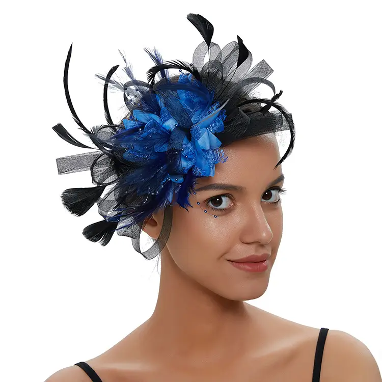 Blue Mesh Feather Hair Hoop for Women - Image 32