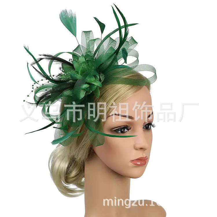 Blue Mesh Feather Hair Hoop for Women - Image 5