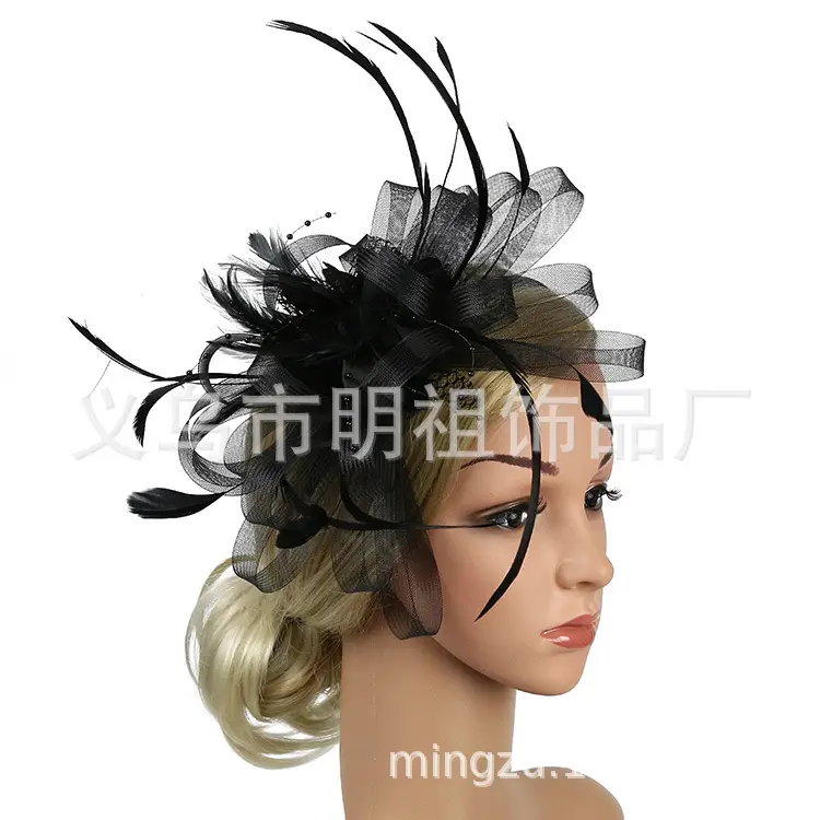 Blue Mesh Feather Hair Hoop for Women - Image 6
