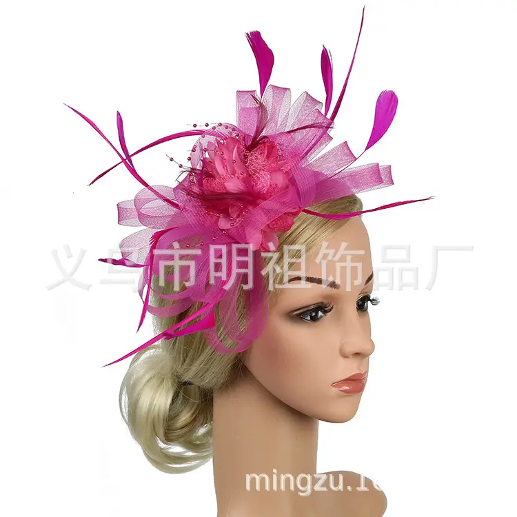 Blue Mesh Feather Hair Hoop for Women - Image 7