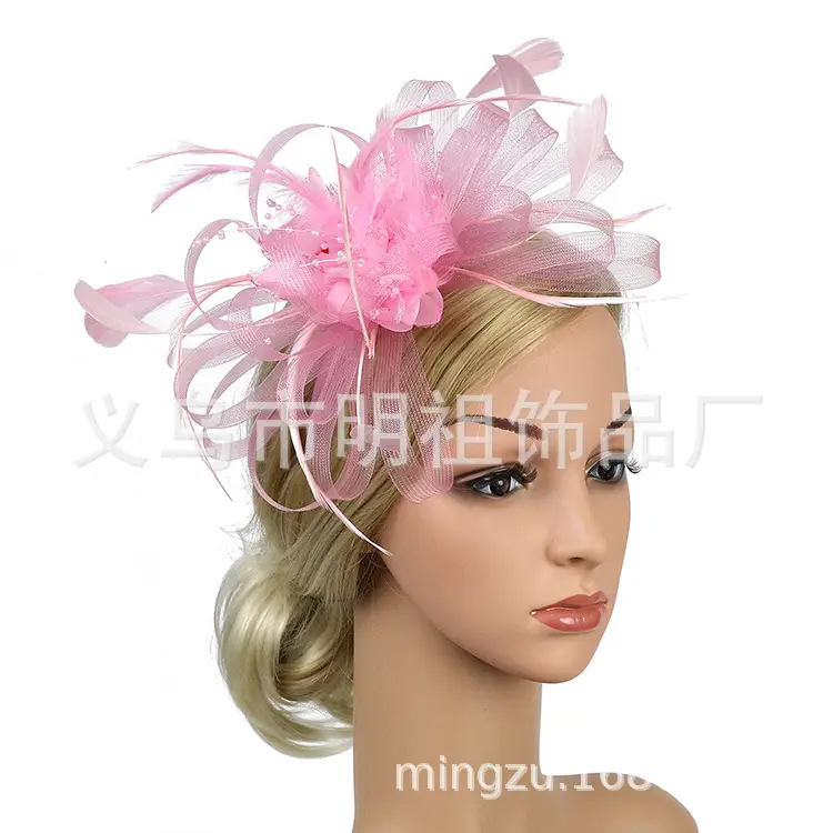 Blue Mesh Feather Hair Hoop for Women - Image 8