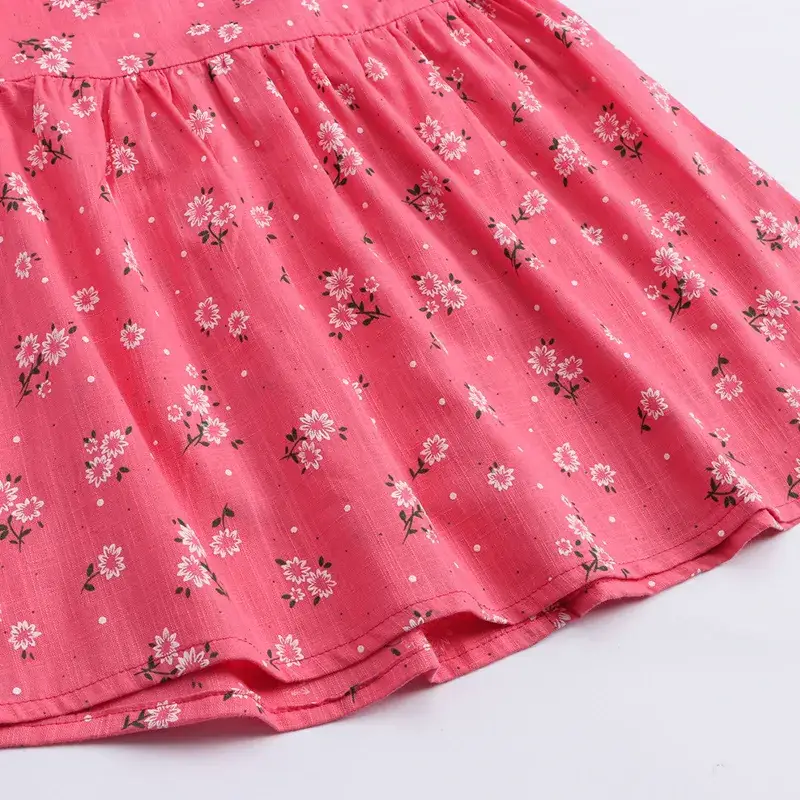 Pink Floral Long Sleeve Girls Dress Korean Style - Image 7