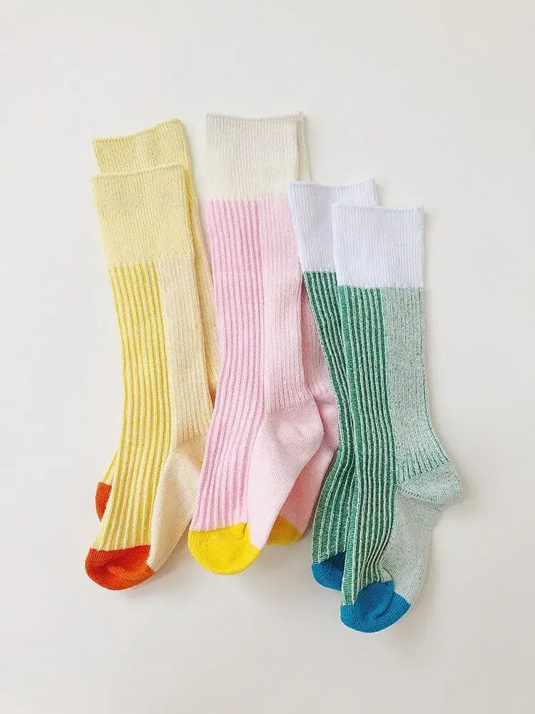 Spring New Kids Ribbed Socks Contrast Colors - Image 2