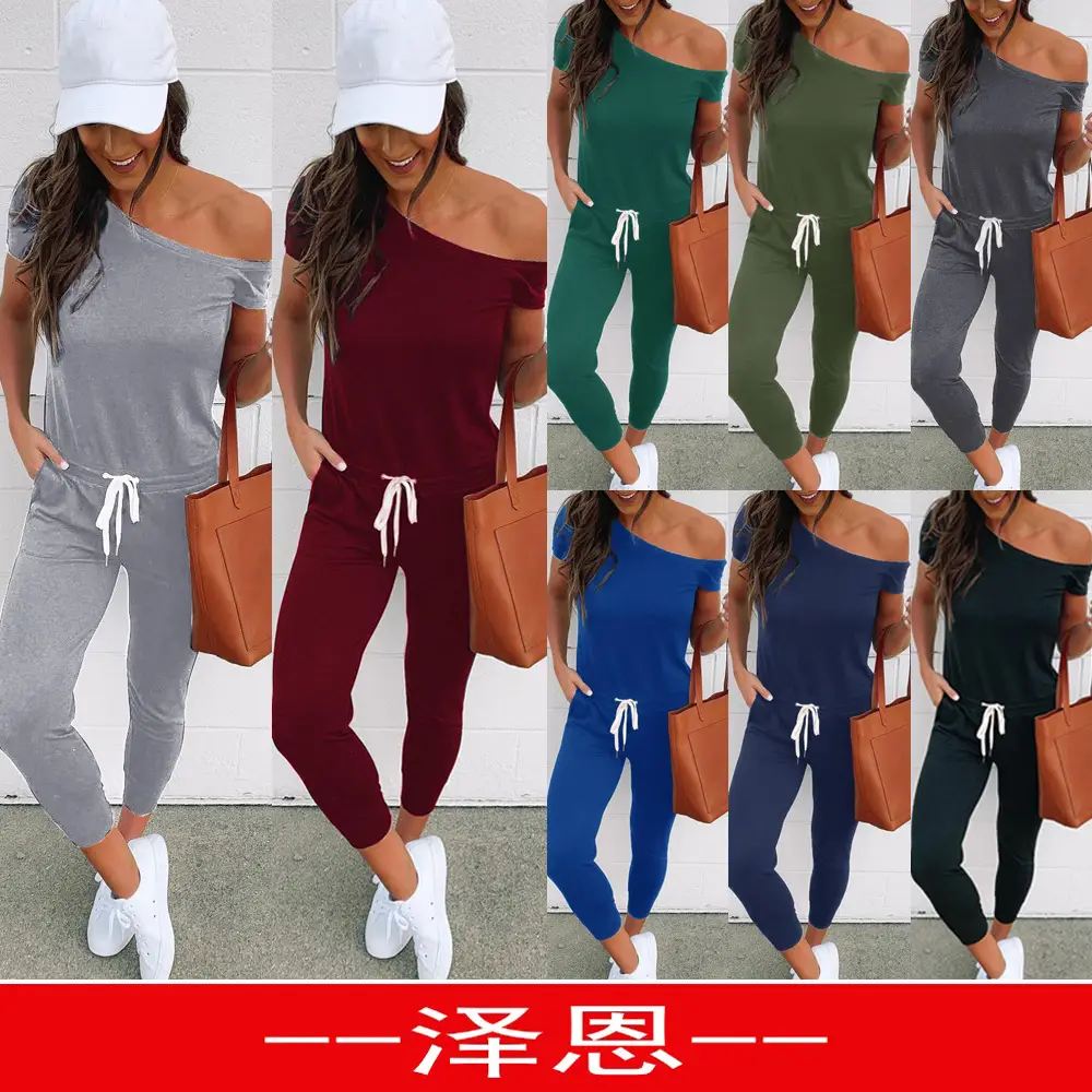 Off-Shoulder Grey Lace-Up Pants Set for Women - Image 8