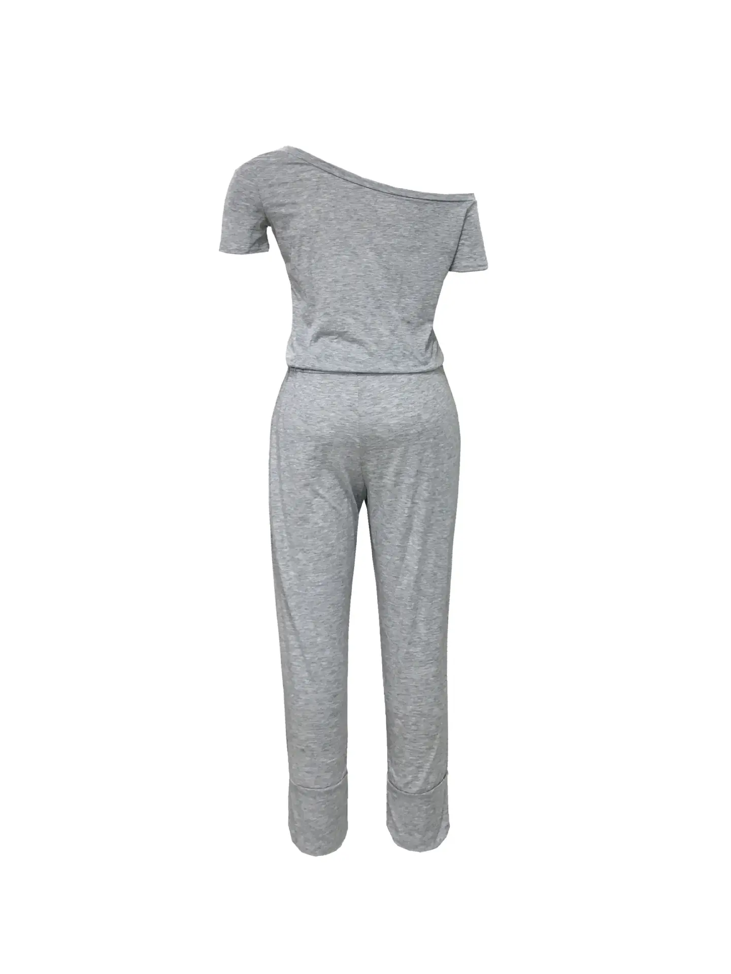 Off-Shoulder Grey Lace-Up Pants Set for Women — feature 40