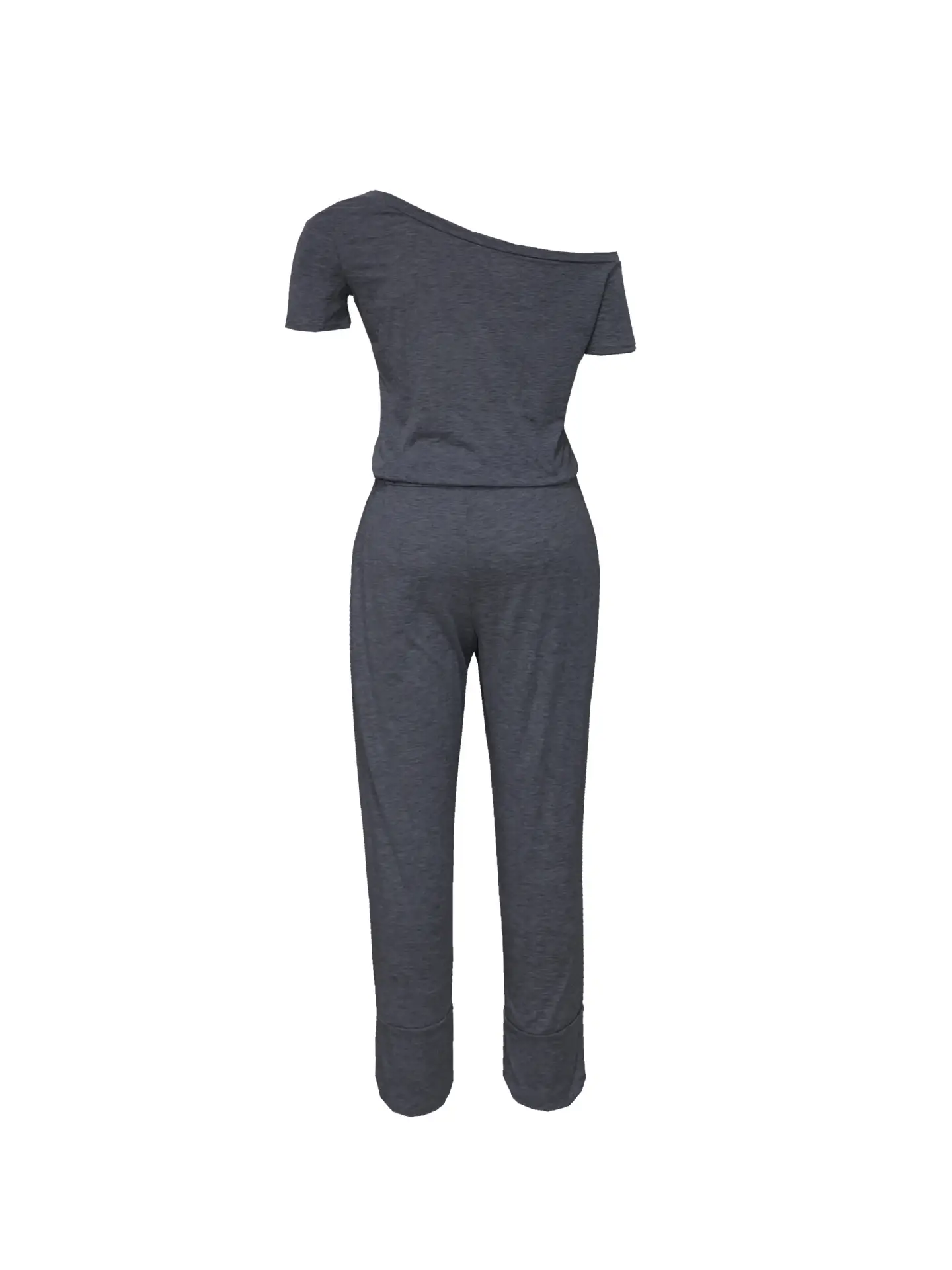Off-Shoulder Grey Lace-Up Pants Set for Women — feature 44