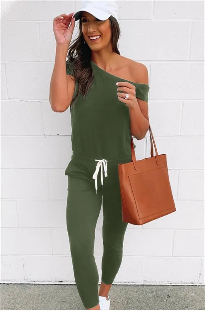 Off-Shoulder Grey Lace-Up Pants Set for Women - Image 6