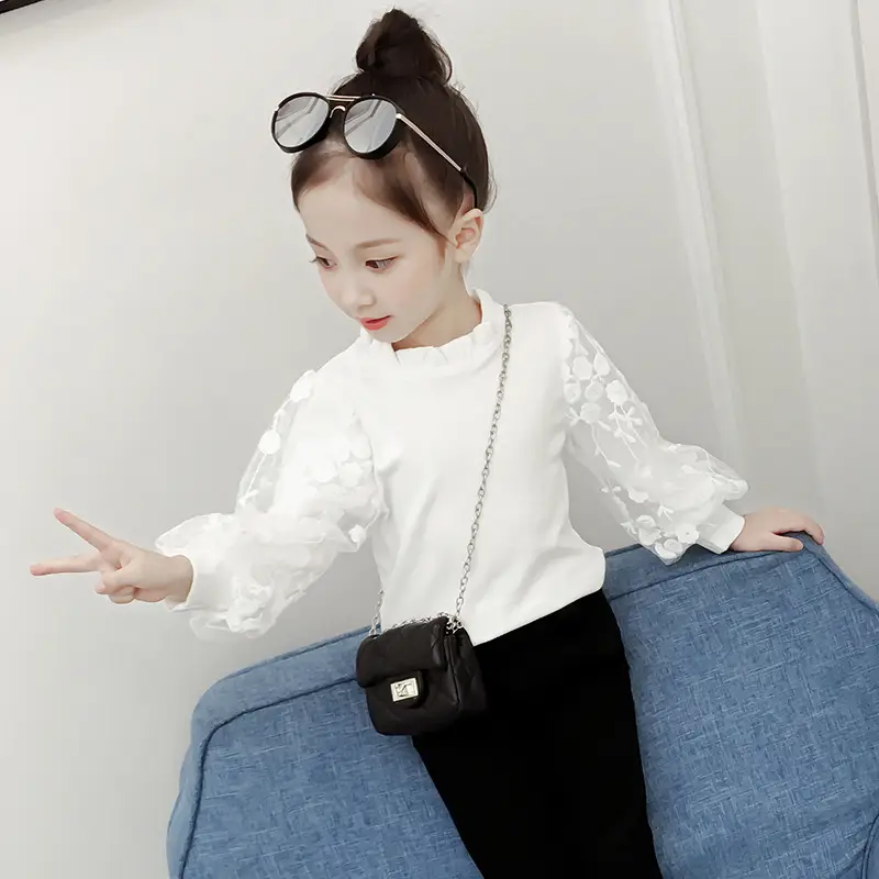 Girls Cotton Bubble Sleeve Shirt Large White Autumn 2025 - Image 3