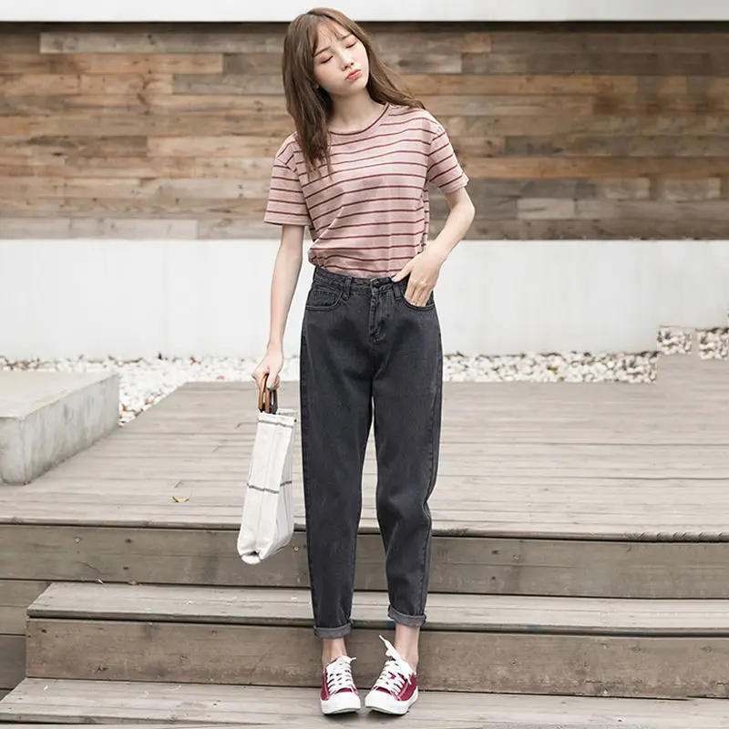 Women's Harajuku Style Wide Leg Jeans Radish Pants Blue - Image 10