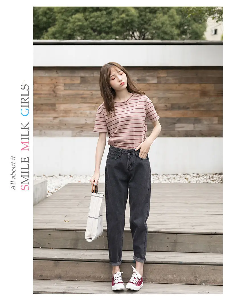 Women's Harajuku Style Wide Leg Jeans Radish Pants Blue — feature 9