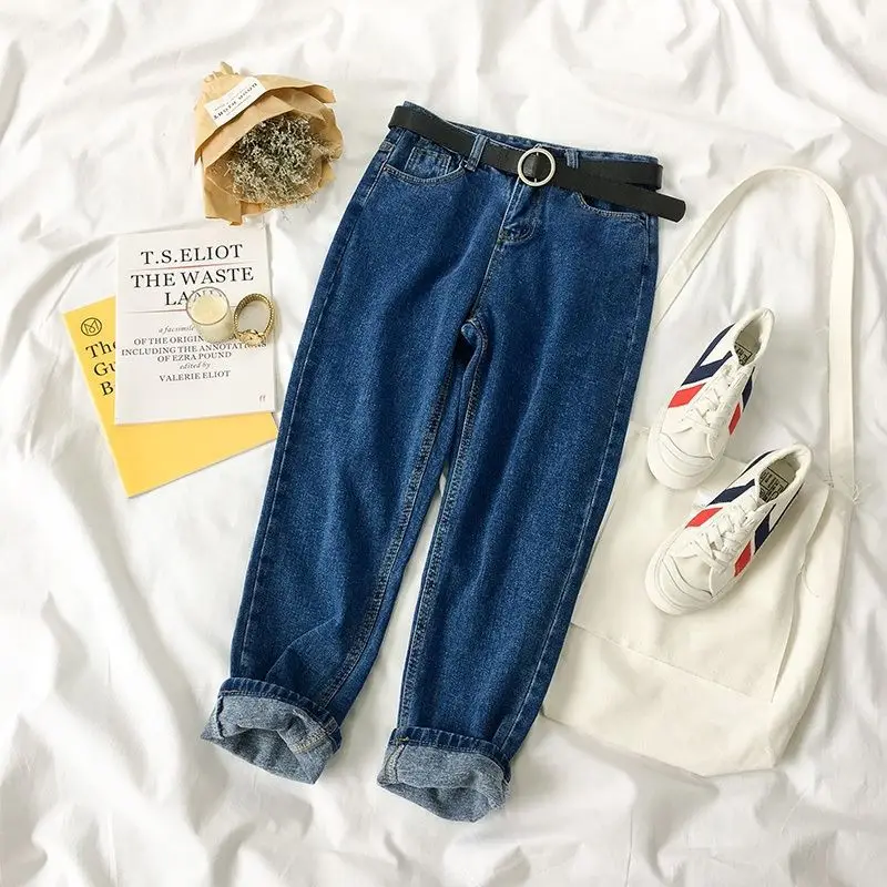 Women's Harajuku Style Wide Leg Jeans Radish Pants Blue - Image 2