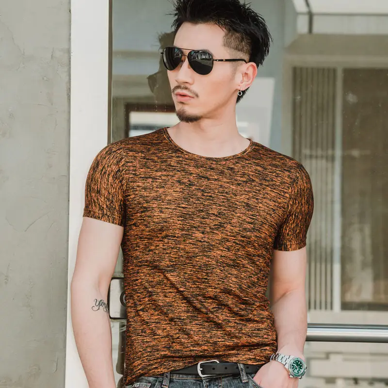 Men's 2025 Short Sleeve V-Neck T-Shirt Grey Marbled - Image 9